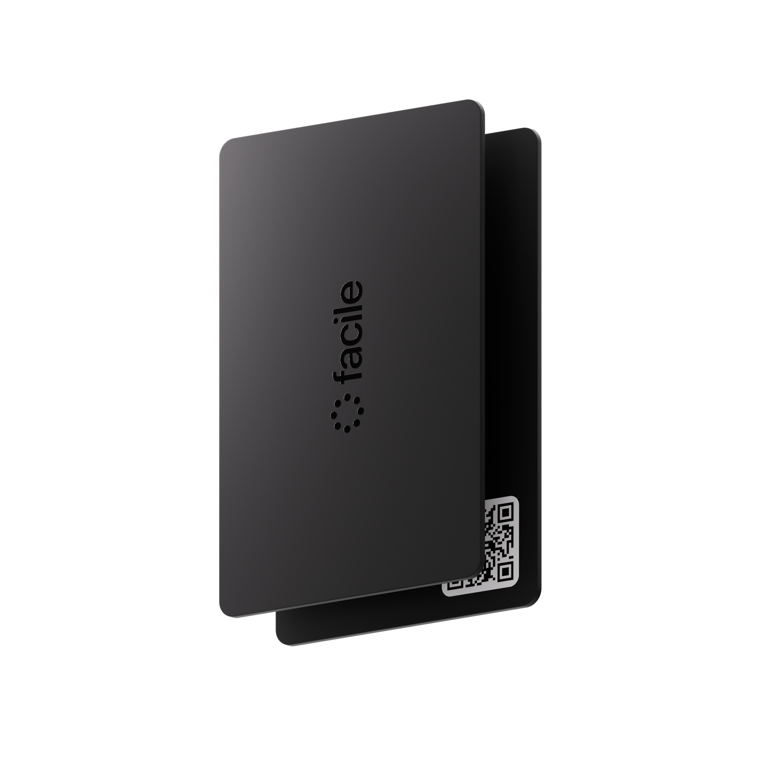 Facile matte black NFC smart card with laser-engraved QR code